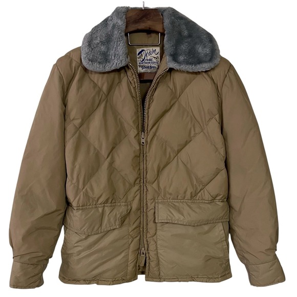 Schott Other - Vtg Schott Bros Prime Northern Goose Down Puffer Jacket Faux Fur Collar Beige L